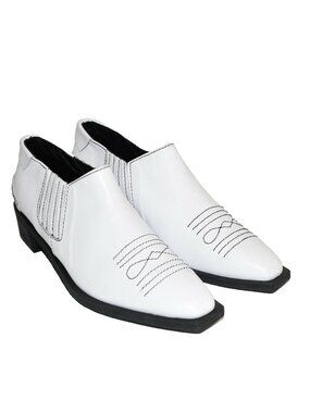 New Reike Nen Western Ankle Shootie Boot White Leather Size 39 EU 9 US DD25